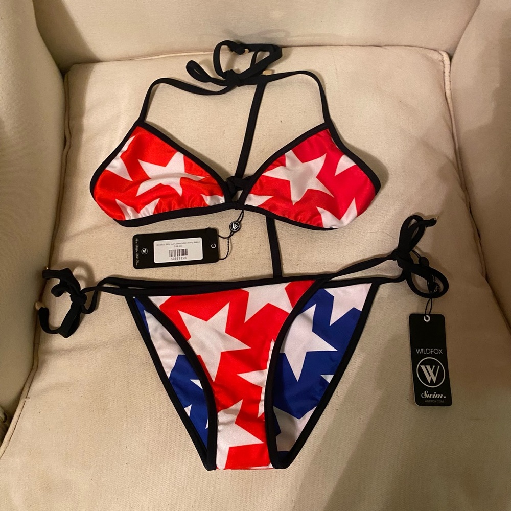 Wildflox reversible red white and blue star bikini